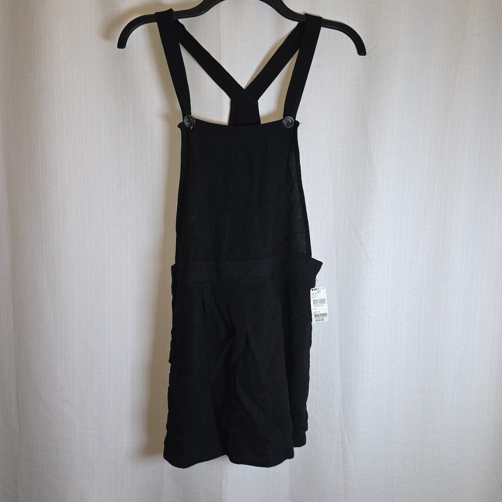 Ivy + Main Black Linen Overall Mini Dress Women's size S NWT